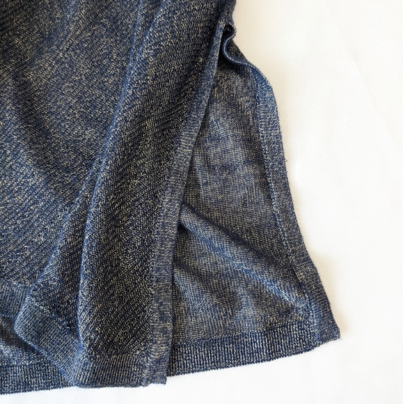 White House Black Market Blue Metallic Knit Top size medium - Picture 9 of 13